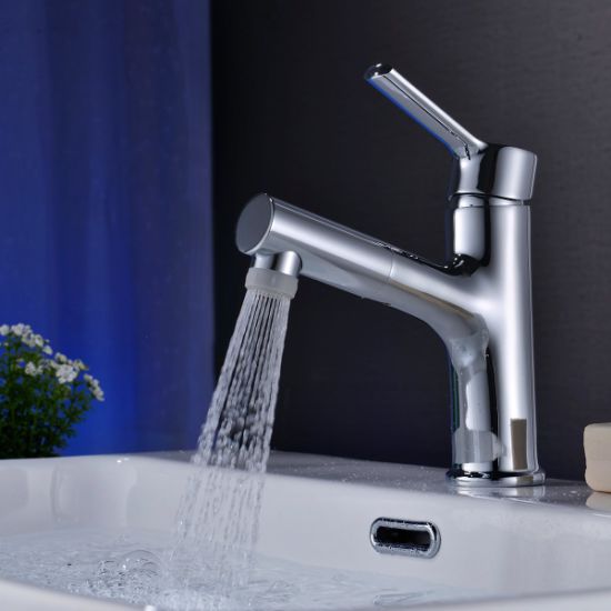 Grifo de baño con rociador extraíble Grifo monomando para lavabo Grifo cromado
