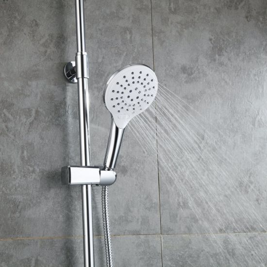 Juego de ducha de placa cromada multifunción de 3 vías Cabezal de ducha para baño
