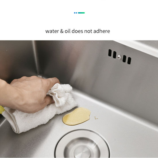 Fregadero de cocina de doble tazón de acero inoxidable hecho a mano Nano PVD 304