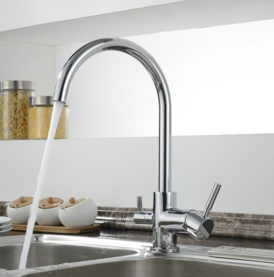 Grifo mezclador para fregadero con doble llave de cocina